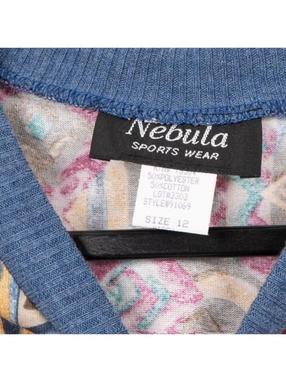 Nebula VTG Crewneck Cropped Shirt 12 Adult 90s Geometric Sportswear Short Sleeve - Picture 4 of 6